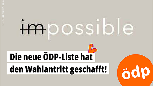 Beim englischen Wort impossible ist die erste Silbe durchgesstrichen, so dass das Wort Possible stehenbleibt.